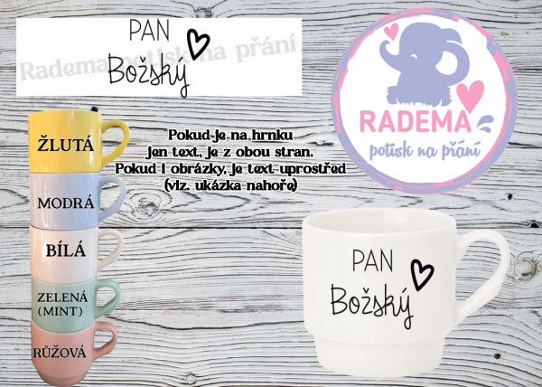 Hrnek stohovatelný barevný - Pan Božský