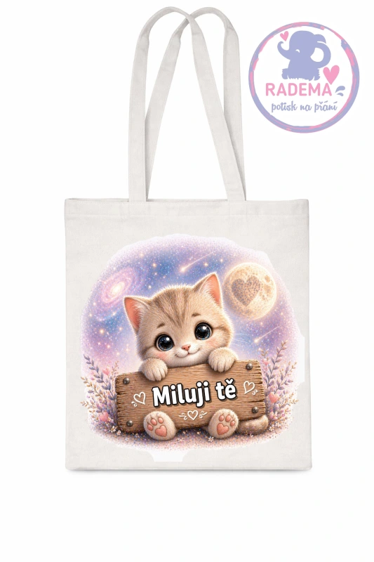 Plátěná taška - Kočka - Miluji tě