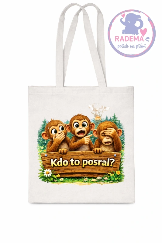 Plátěná taška - Opice - Kdo to posral?