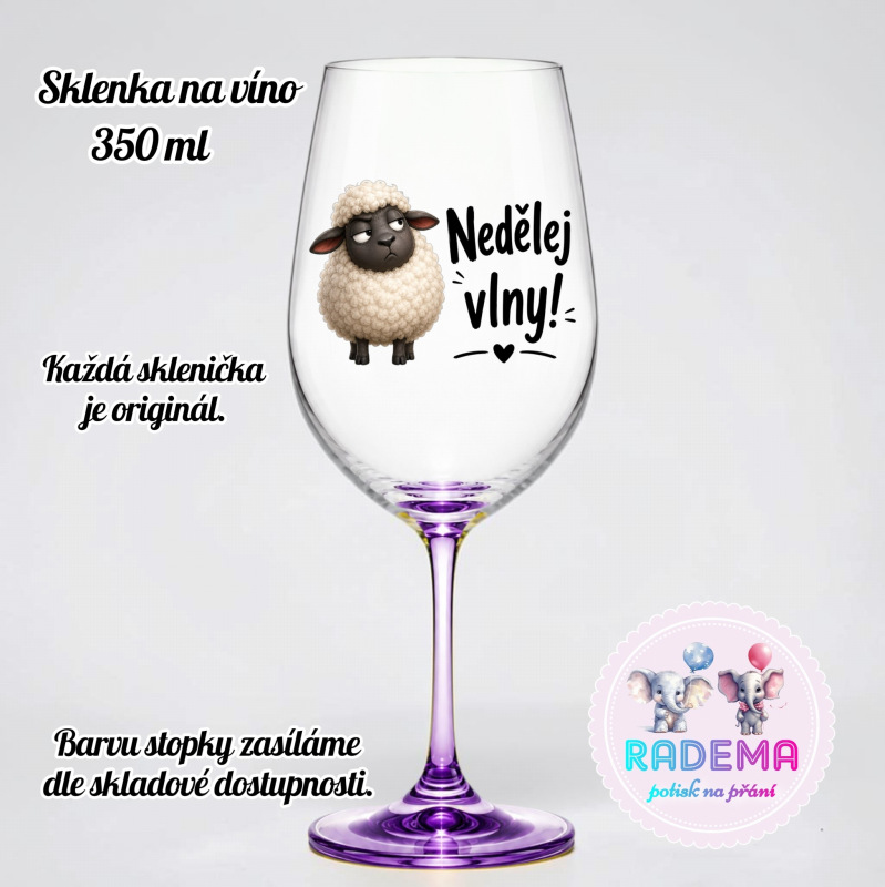 Sklenice na víno - Ovečka - Nedělej vlny