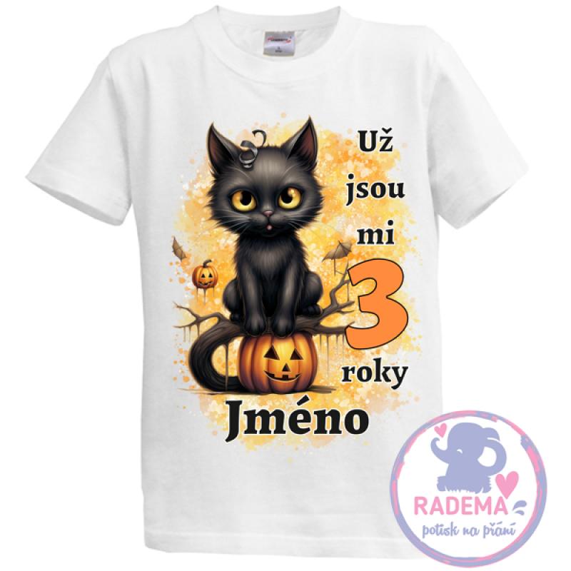 Narozeninové tričko Halloween - Černá kočka