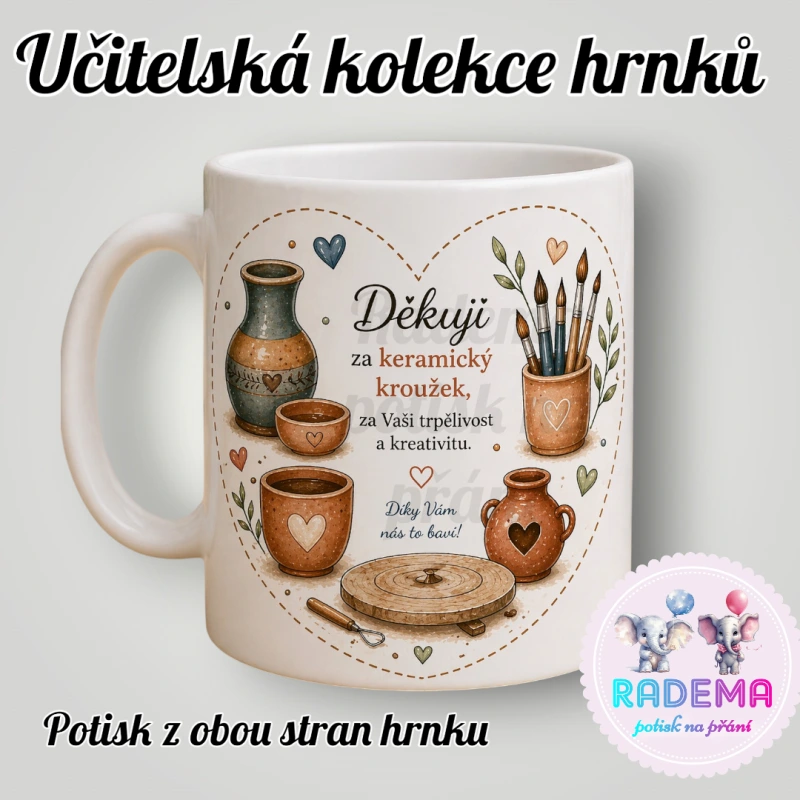 Hrnek Děkuji - Keramický kroužek - škola / školka
