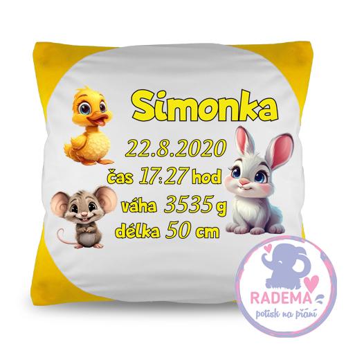Polštář k narození miminka - holka (hospodářská zvířata)