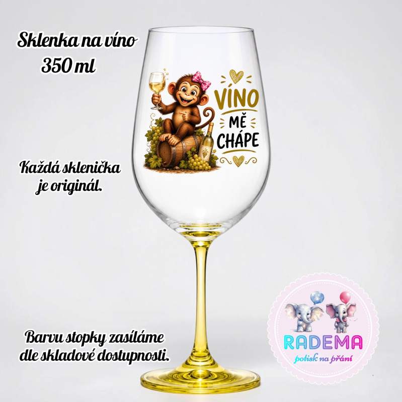 Sklenice na víno - Opice - Víno mě chápe II.