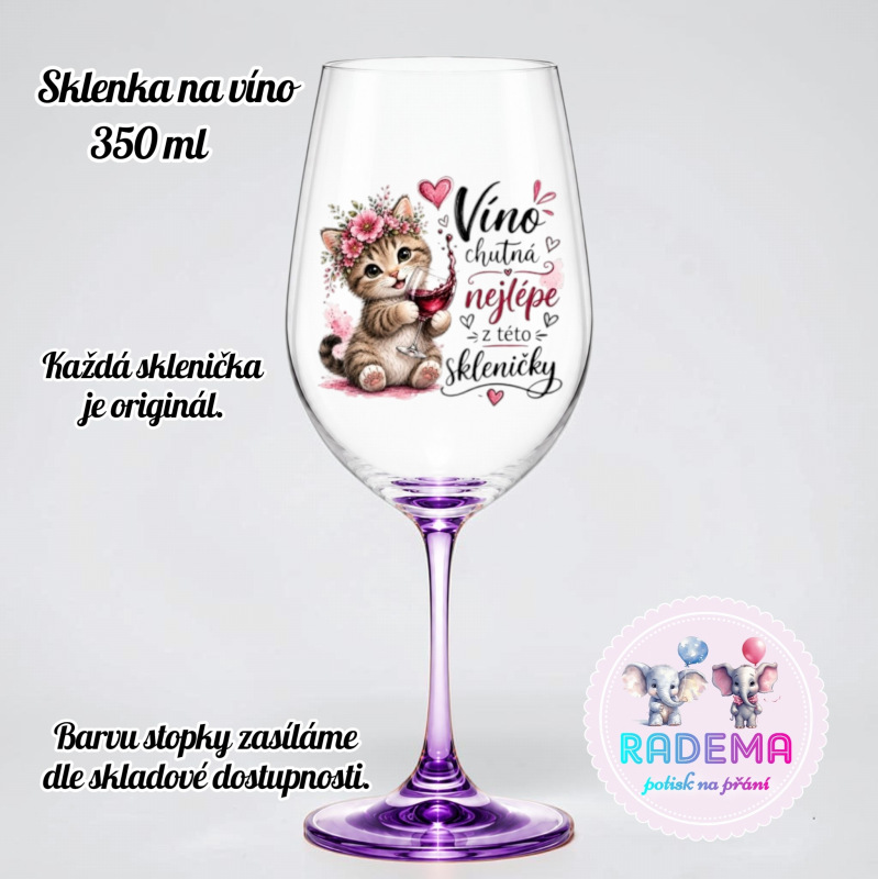 Sklenice na víno - Kočka - Víno chutná nejlépe z této skleničky