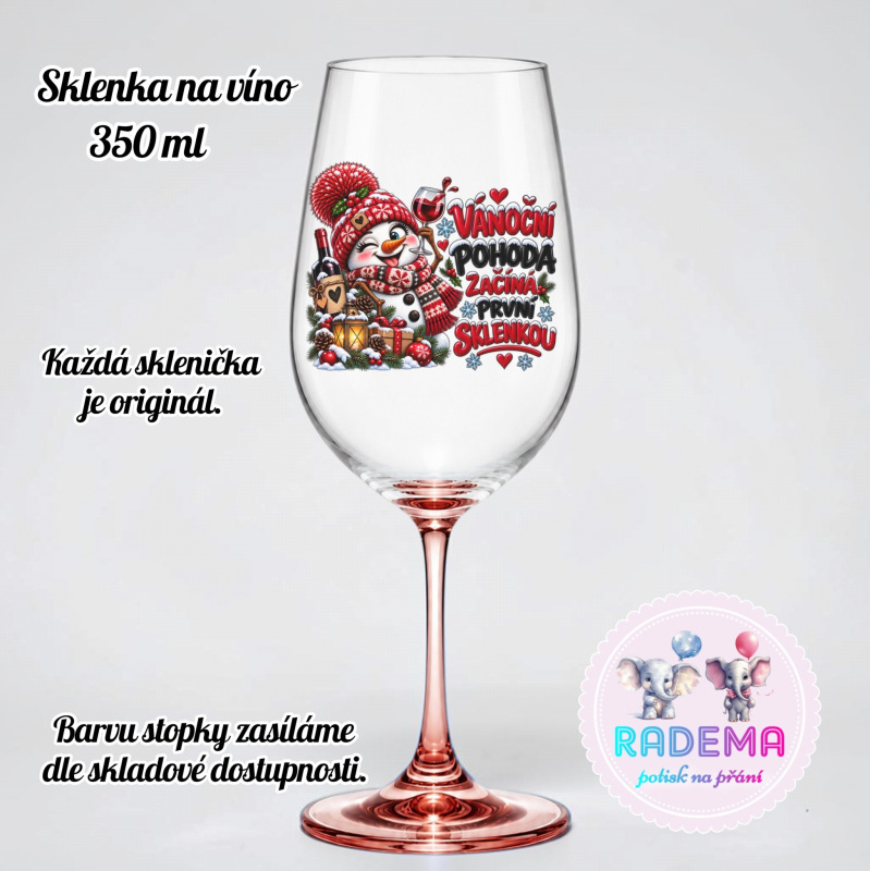 Sklenice na víno - Sněhulák - Vánoční pohoda začíná první sklenkou