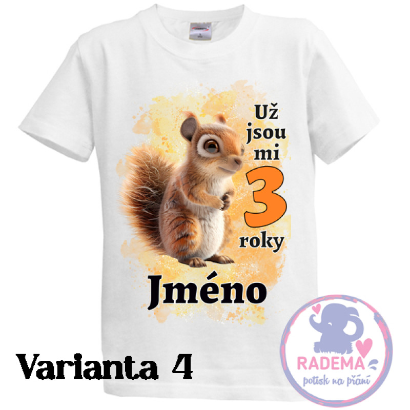 Narozeninové tričko Veverka - více variant 3