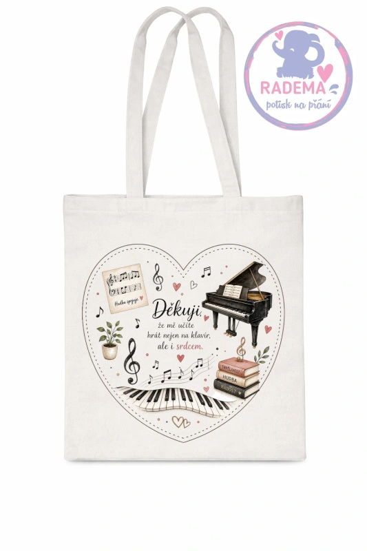 Plátěná taška - Děkuji - Klavír - škola / školka