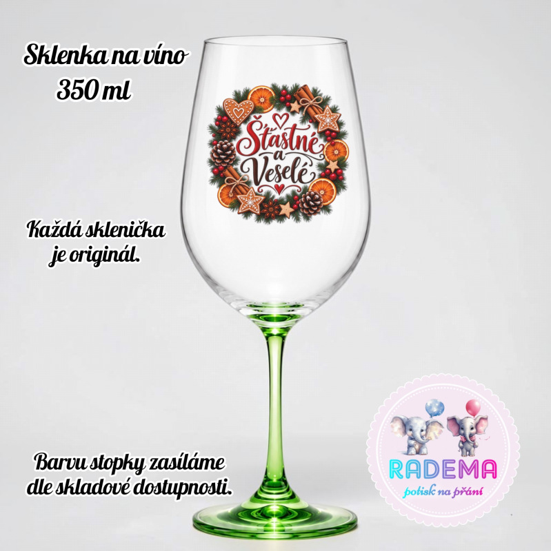 Sklenice na víno - Vánoce - Šťastné a Veselé