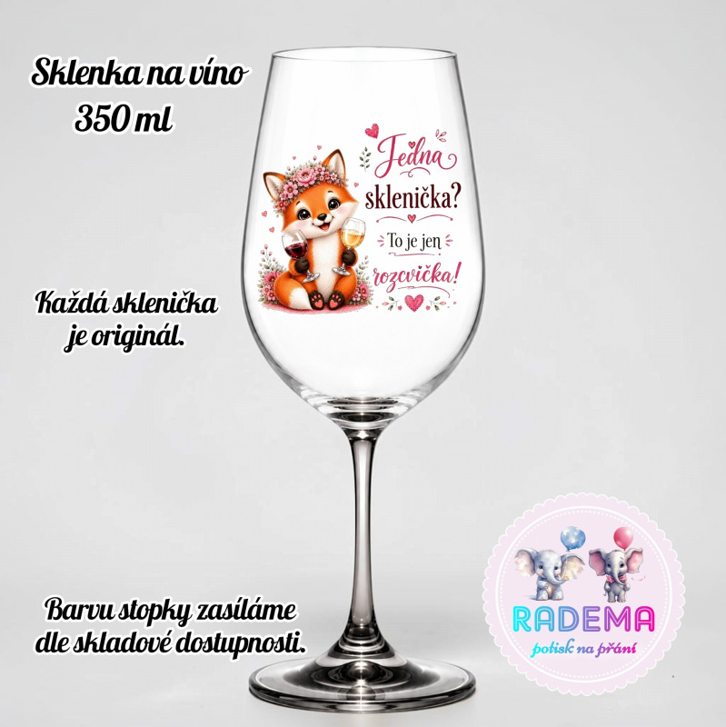 Sklenice na víno - Liška - Jedna sklenička? To je jen rozcvička!