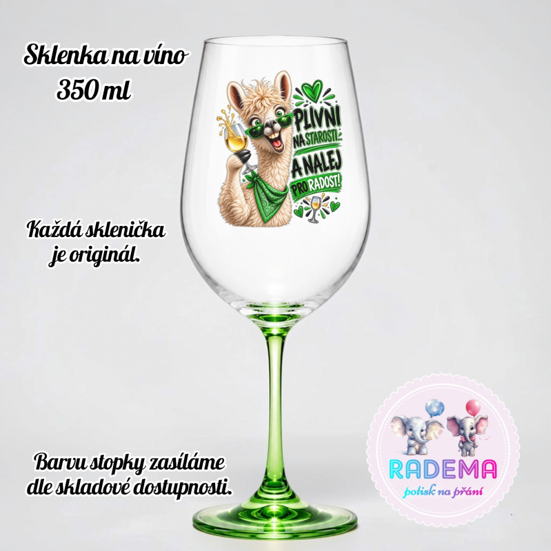 Dekorační sklenice na víno - Lama - Plivni na starosti.. II.