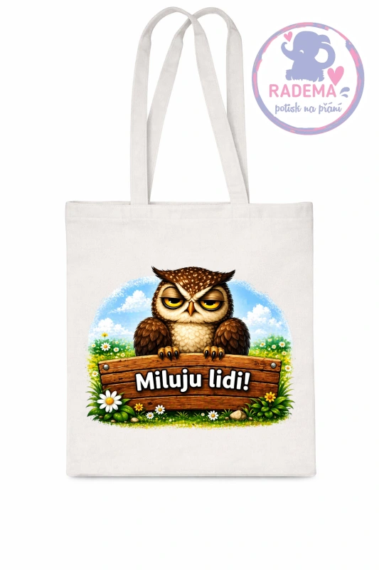 Plátěná taška - Sova - Miluju lidi