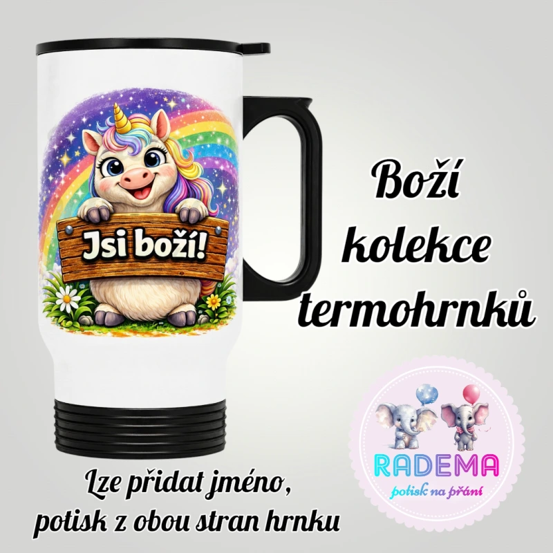 Cestovní termohrnek Jsi boží - Unicorn