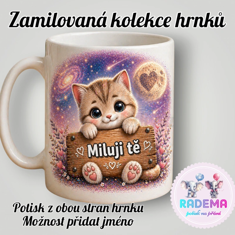 Hrnek Valentýn - Kočka - Miluji tě