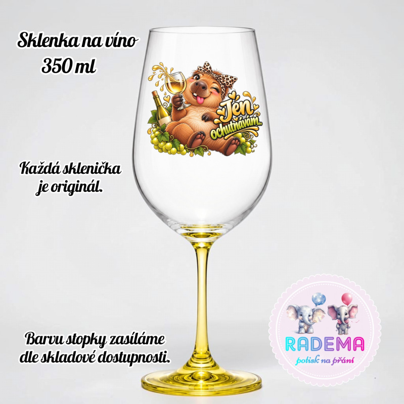 Dekorační sklenice na víno - Kapybara - Jen ochutnávám..