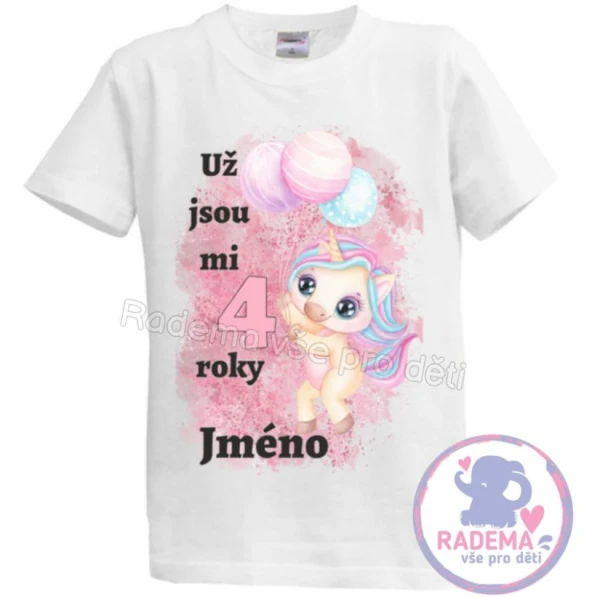 Narozeninové tričko Jednorožec - unicorn