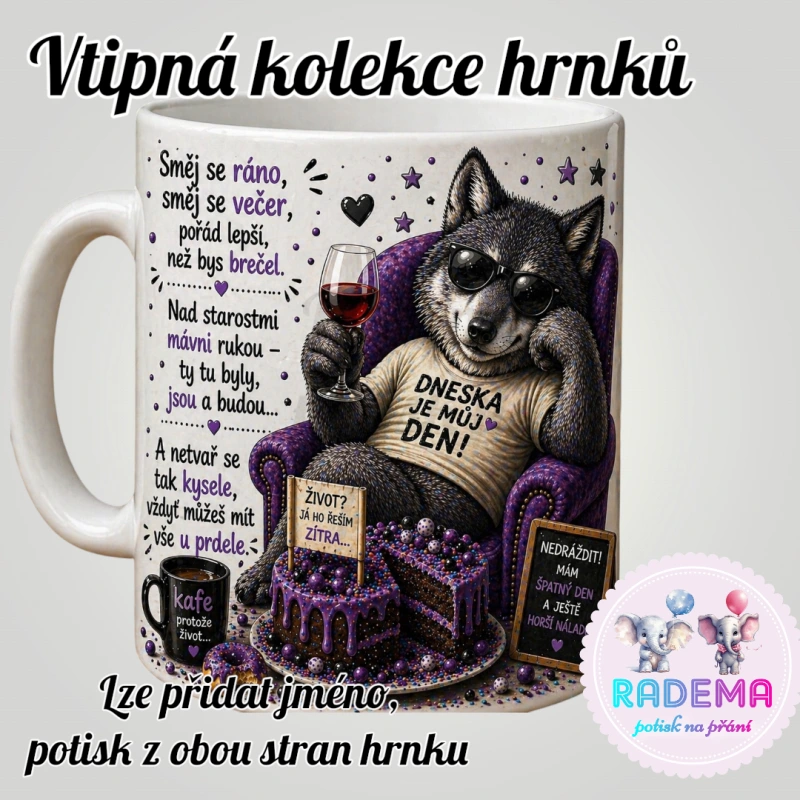 Hrnek vtípek - Vlk - Směj se ráno, směj se večer