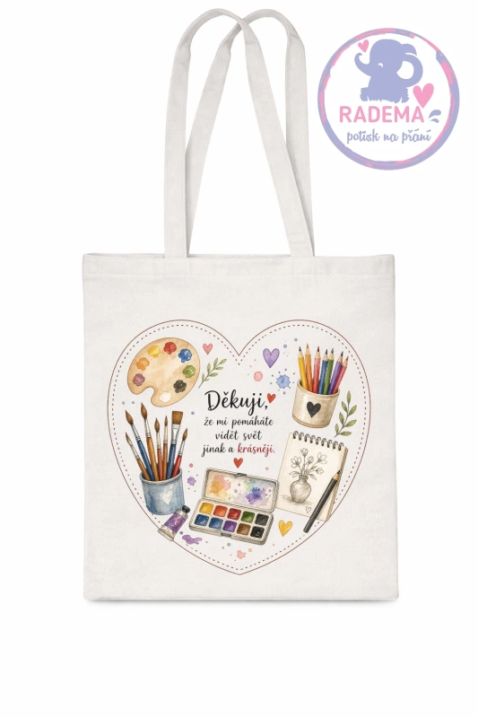 Plátěná taška - Děkuji - Výtvarná výchova - škola / školka