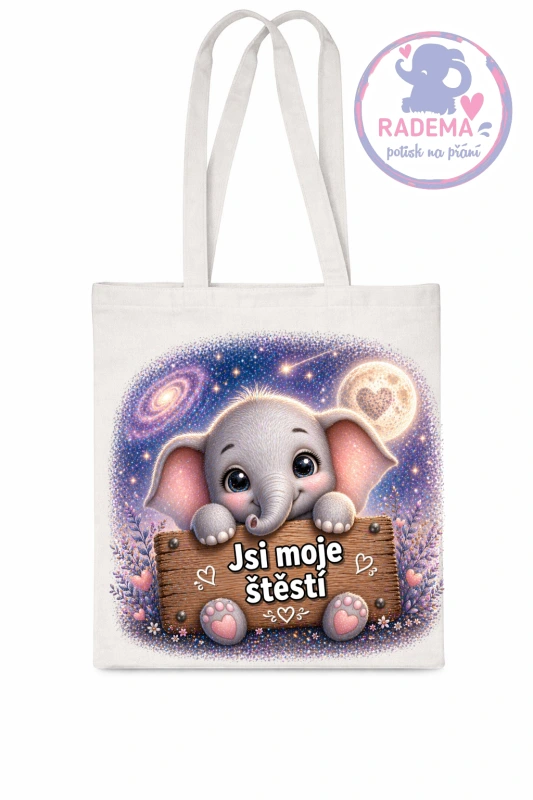 Plátěná taška - Slon - Jsi moje štěstí