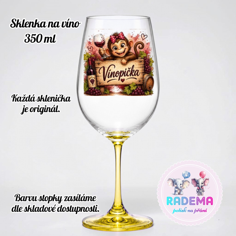 Sklenice na víno - Opice - Vínopička IV.