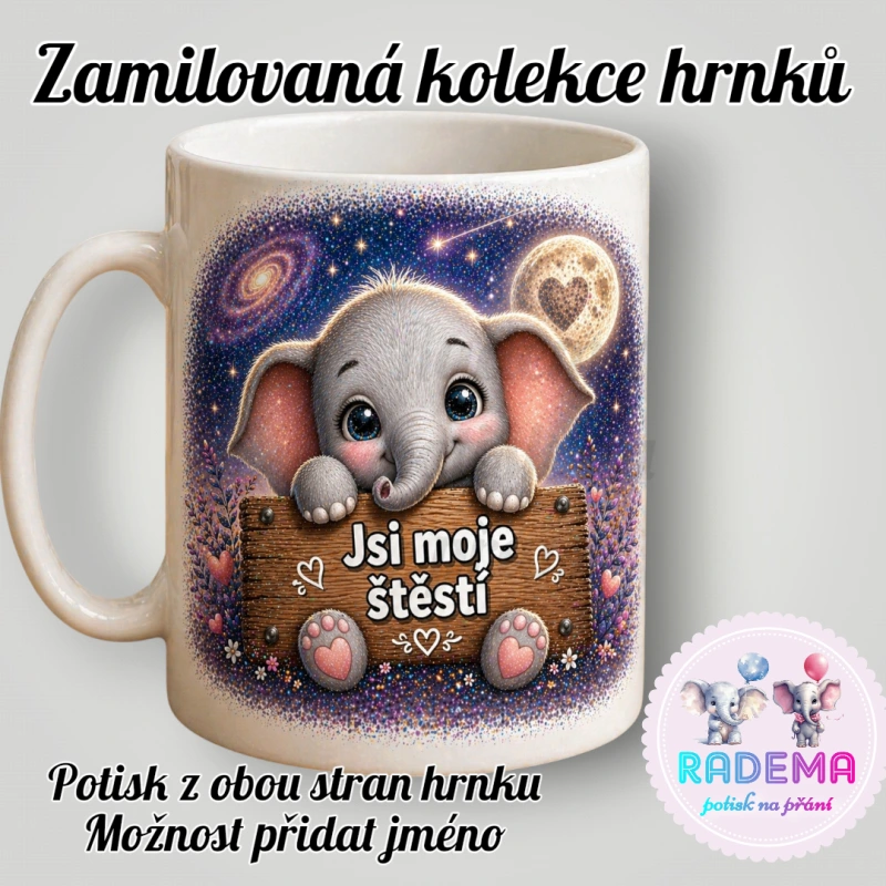 Hrnek Valentýn - Slon - Jsi moje štěstí