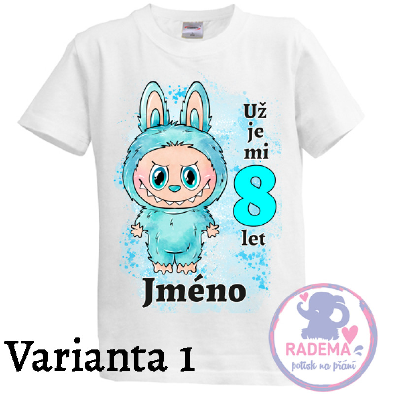 Narozeninové tričko Labubu modrý