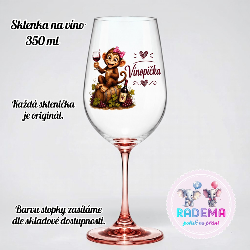 Sklenice na víno - Opice - Vínopička IV.
