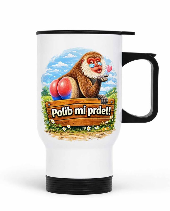 Cestovní termohrnek Pavián - Polib mi prdel! na přání