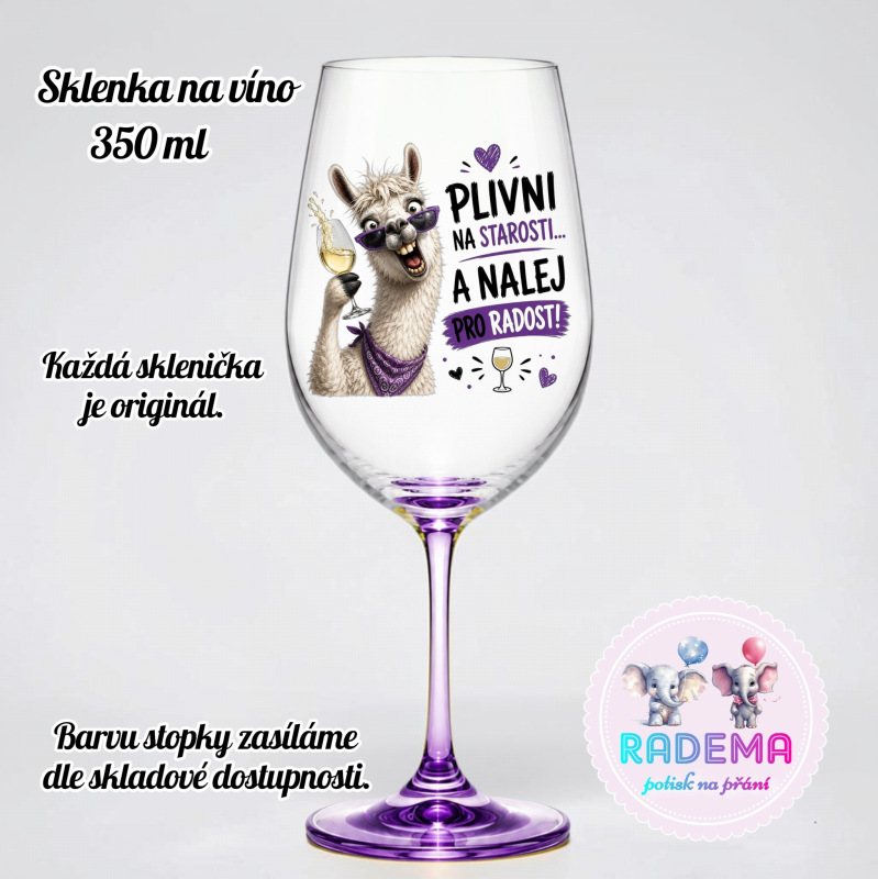 Sklenice na víno - Lama - Plivni na starosti..