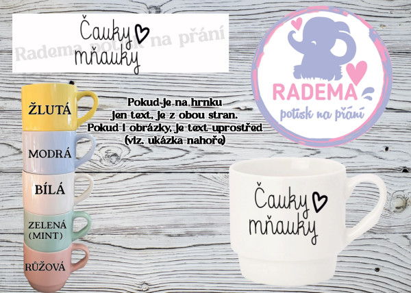 Hrnek stohovatelný barevný - Čauky mňauky