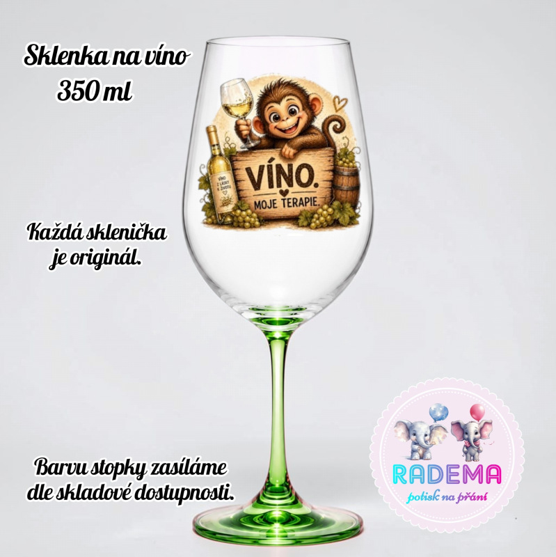 Sklenice na víno - Opice - Víno moje terapie